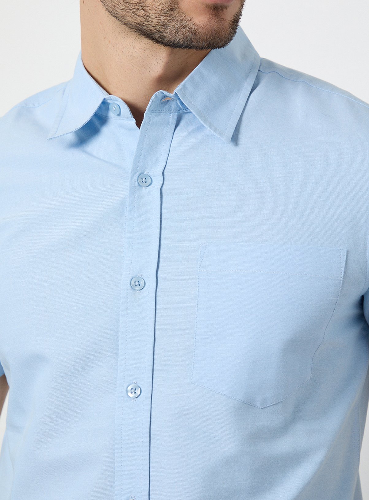 BURTON Light Blue Short Sleeve Oxford Shirt L - Image 5 thumbnail